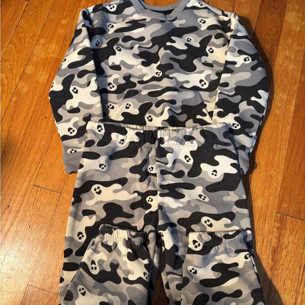 Kids' Gray Camo Ghost Two-Piece Sweater Set
